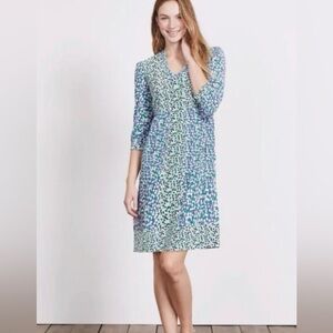 Boden Mollie Polka Dot Patterned Dress in Green and Blue
